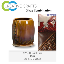Light Flux SW401over Tea Dust SW145 Stoneware Glaze Combination